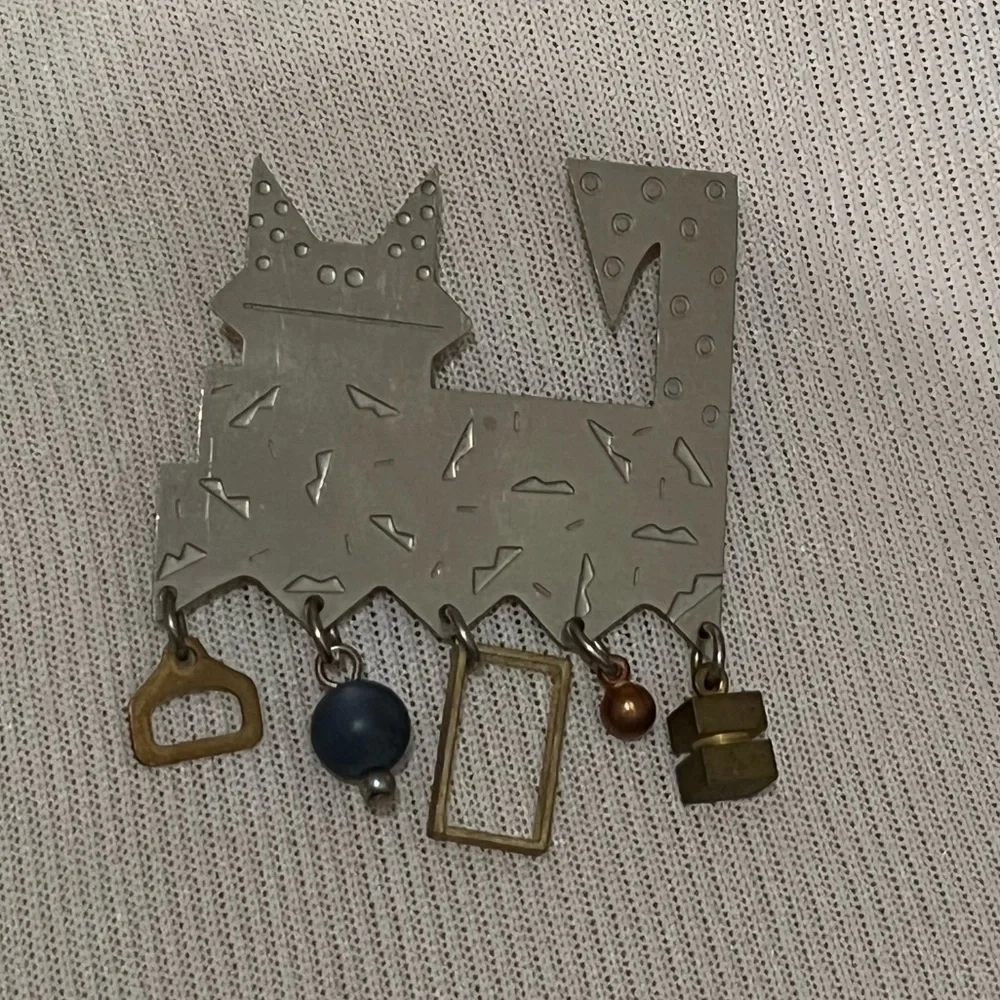 Vintage Navajo Native American metal cat pin signed by Ricka mae!!!